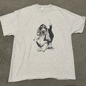 1990s dog graphic grey&  black basset hound t-shirt